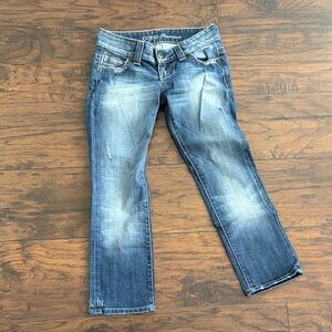 GUESS Women's Blue Straight-Leg Distressed Jeans